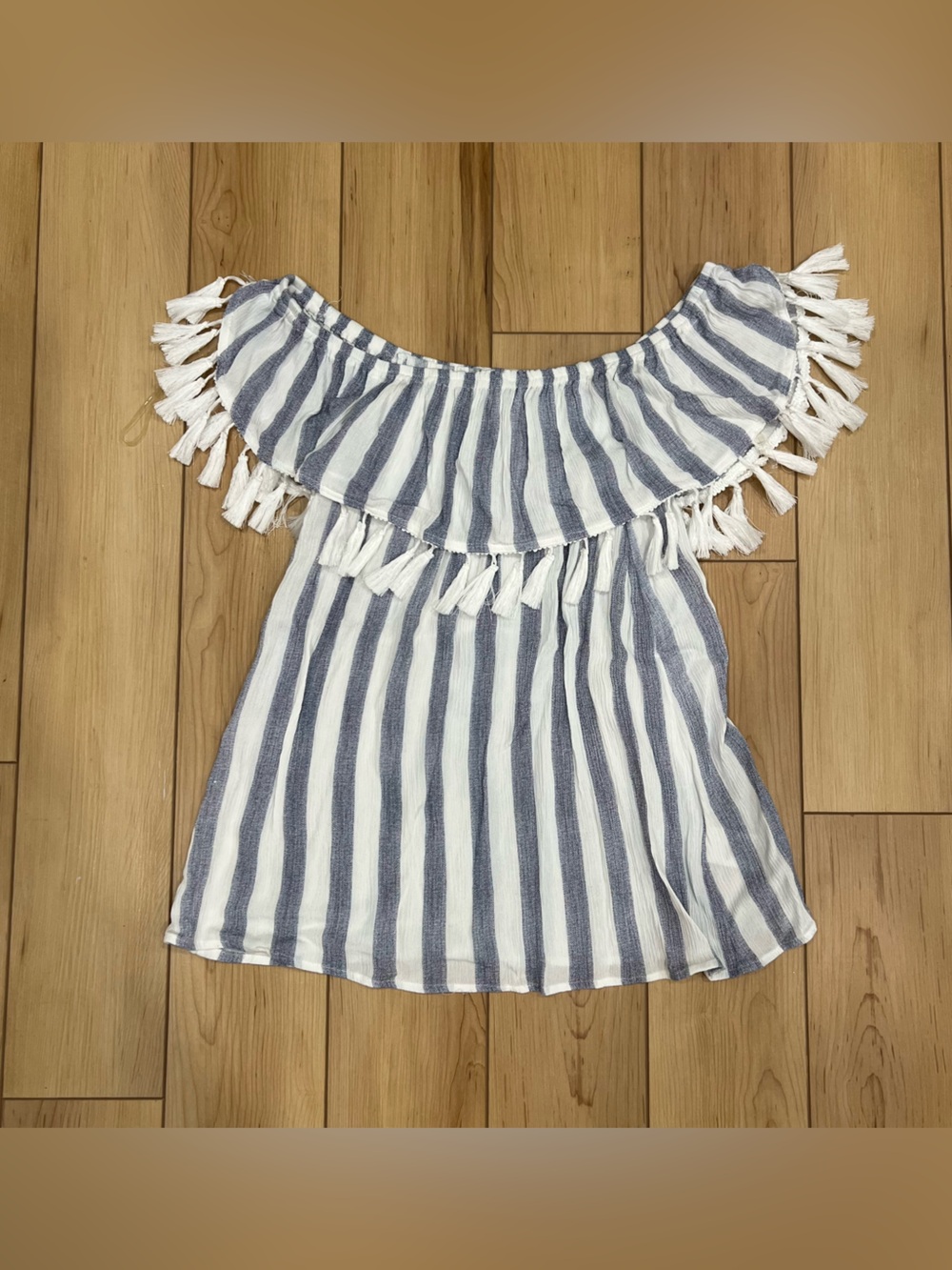 Kori America Off the Shoulder Tassel Top